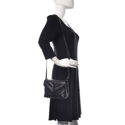 Saint Laurent Calfskin Y Quilted Monogram Toy Loulou Crossbody Bag Black 2 of 12