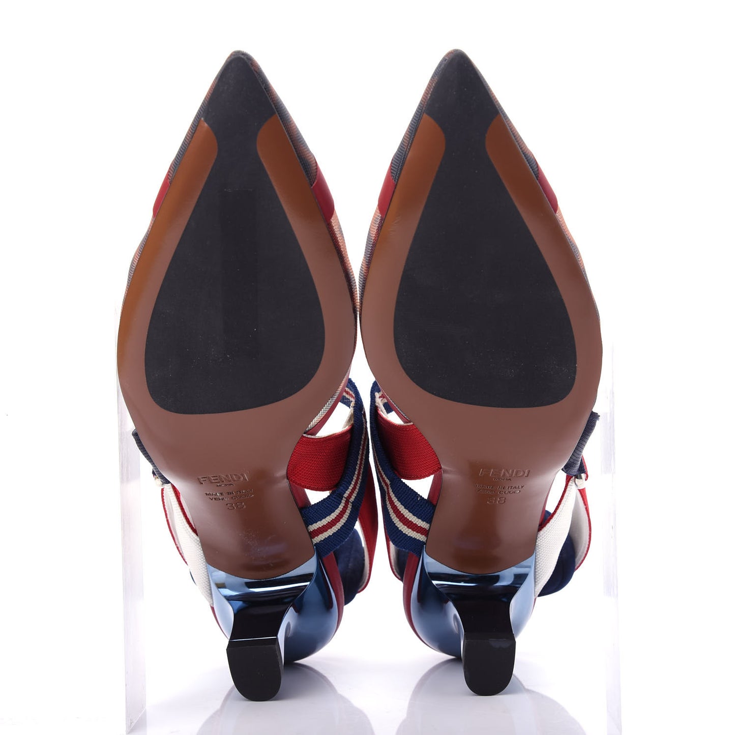 Technical Mesh FF Colibri 55mm Slingback Pumps 38 Tobacco Moro Zaffiro Ciliegia Rosso