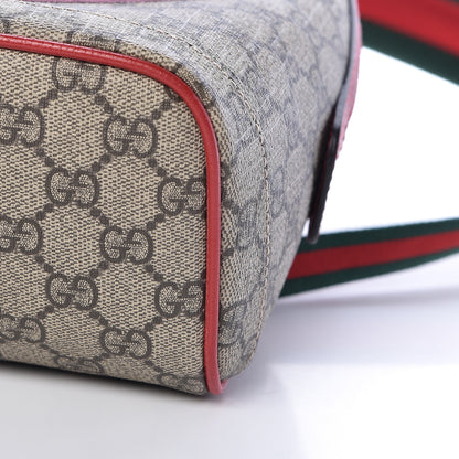 Gucci GG Supreme Monogram Web Bosco Patch Dome Backpack Beige Malva Hibiscus Red 10 of 10