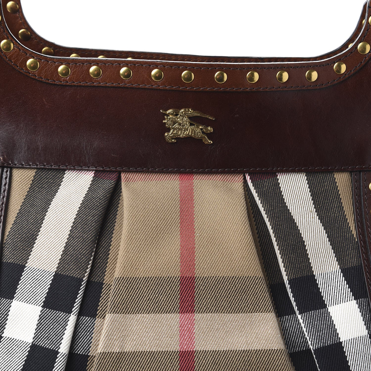 Burberry House Check Studded Large Greenham Tote Dark Tan 8 of 11