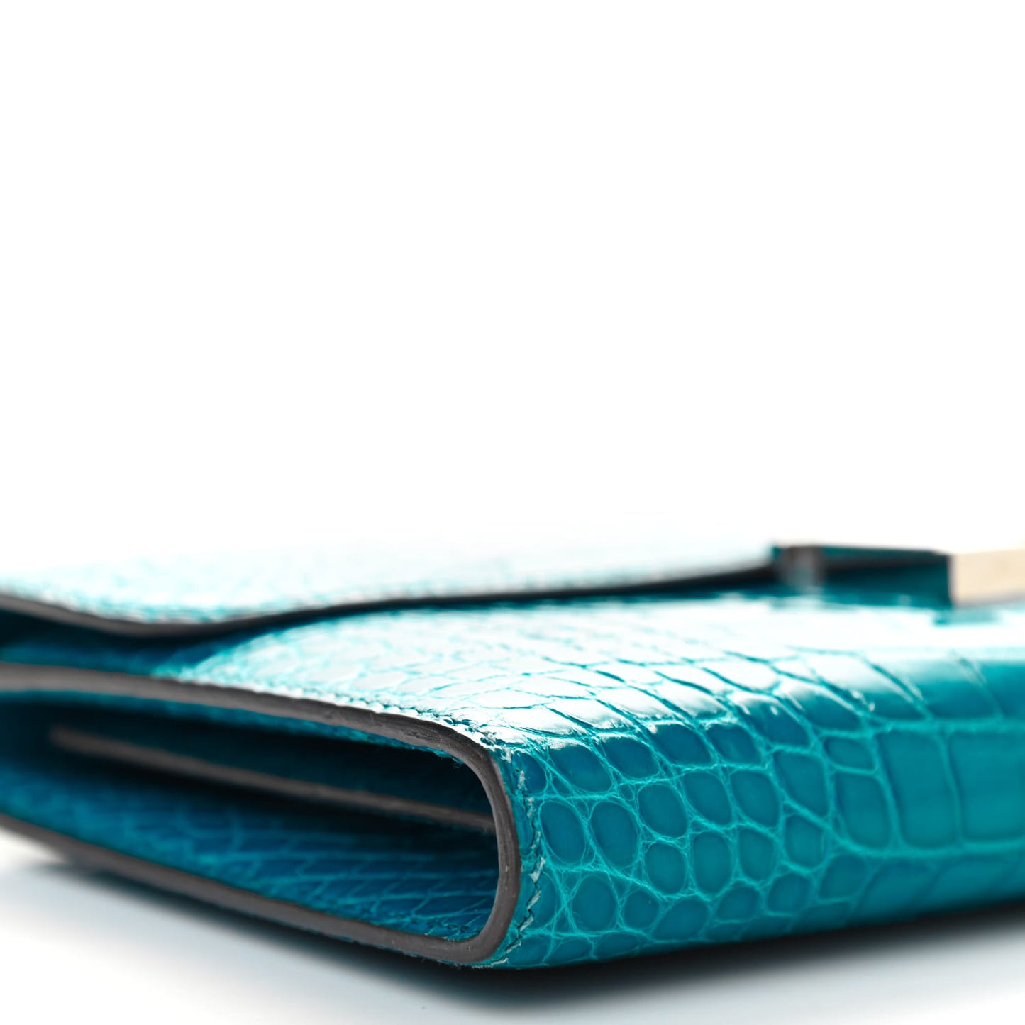 Shiny Alligator Constance Wallet Bleu Izmir