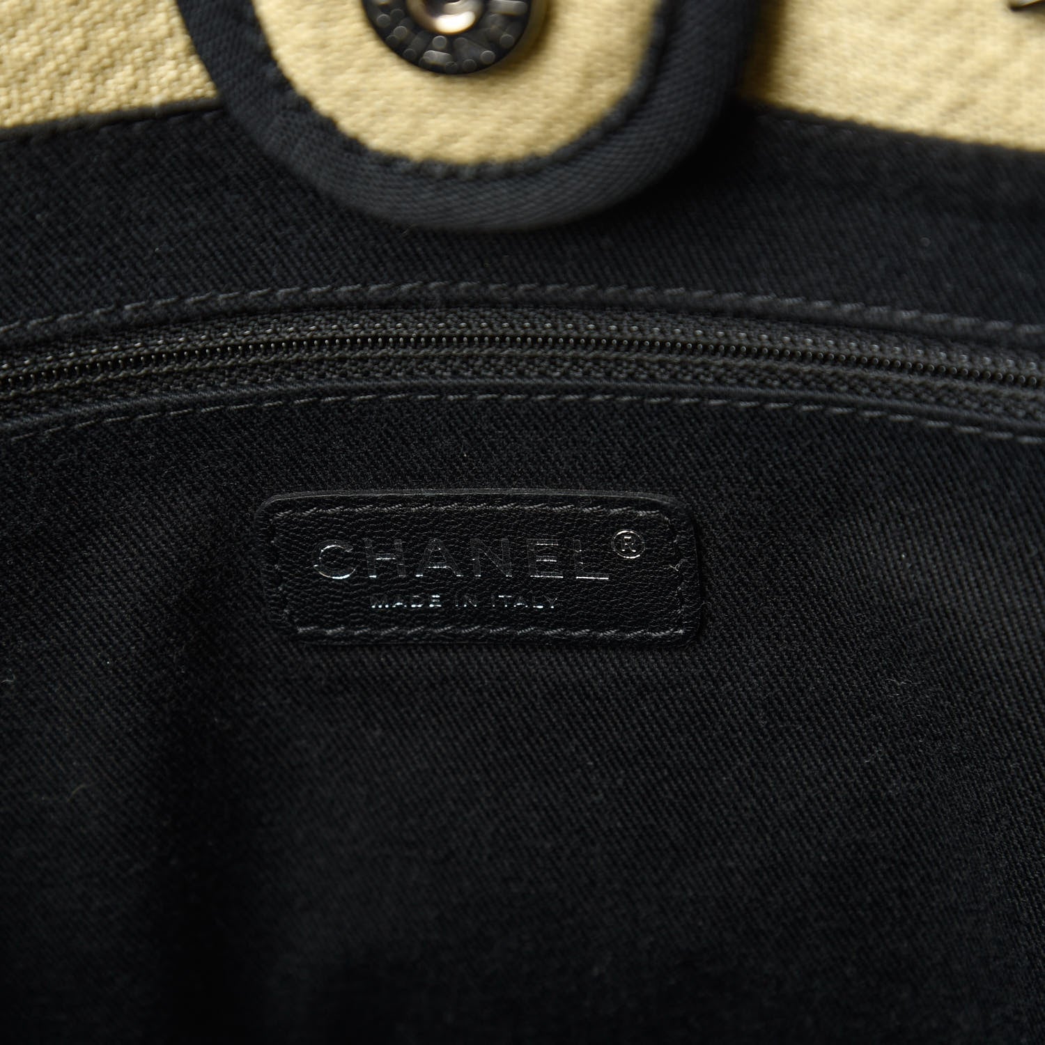 Chanel Canvas Small Deauville Tote Beige Black 8 of 10
