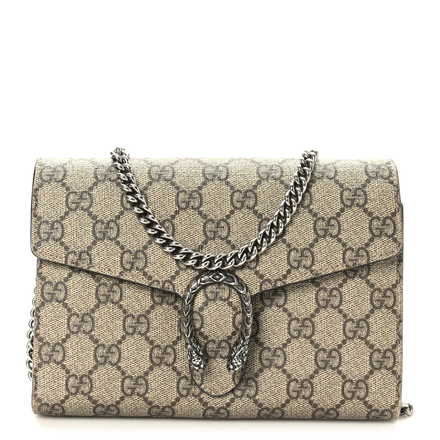 GG Supreme Monogram Mini Dionysus Chain Wallet Beige Taupe