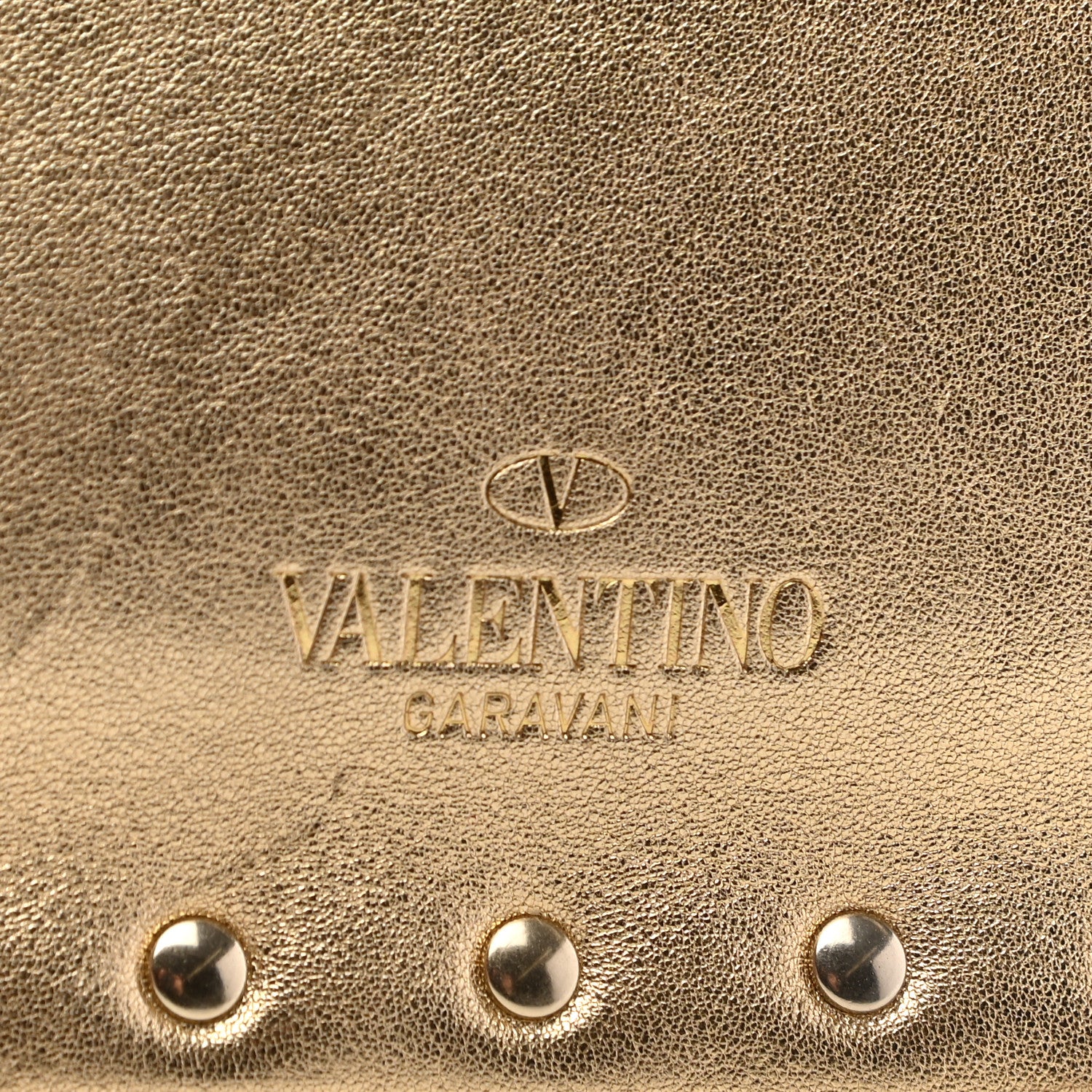 Valentino Garavani Metallic Calfskin Medium Rockstud Envelope Flat Wristlet Pouch Gold 7 of 11
