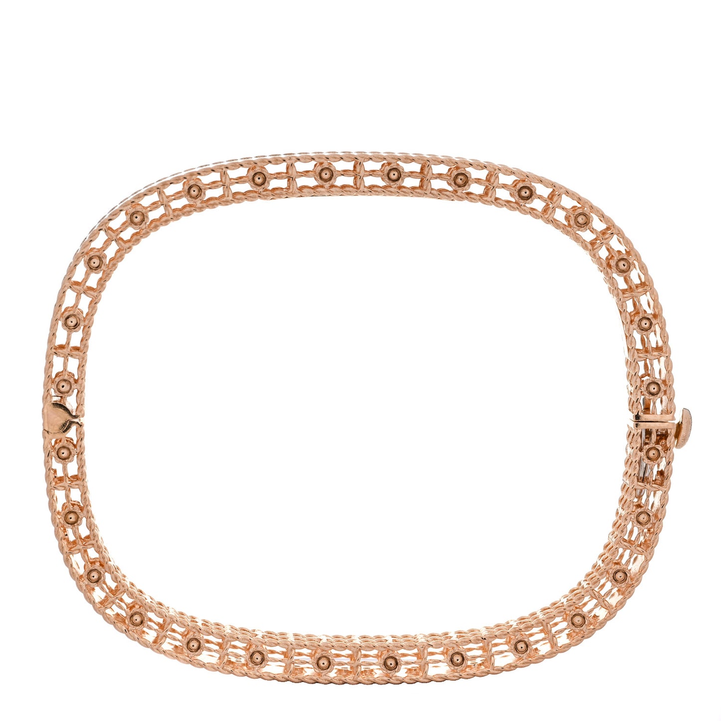 18K Rose Gold Diamond Princess Satin Fleur De Lis Bangle Bracelet
