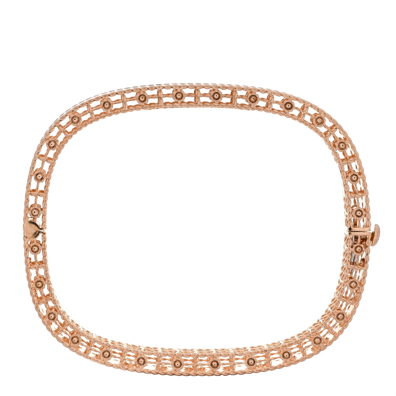 Roberto Coin 18K Rose Gold Diamond Princess Satin Fleur De Lis Bangle Bracelet 3 of 9