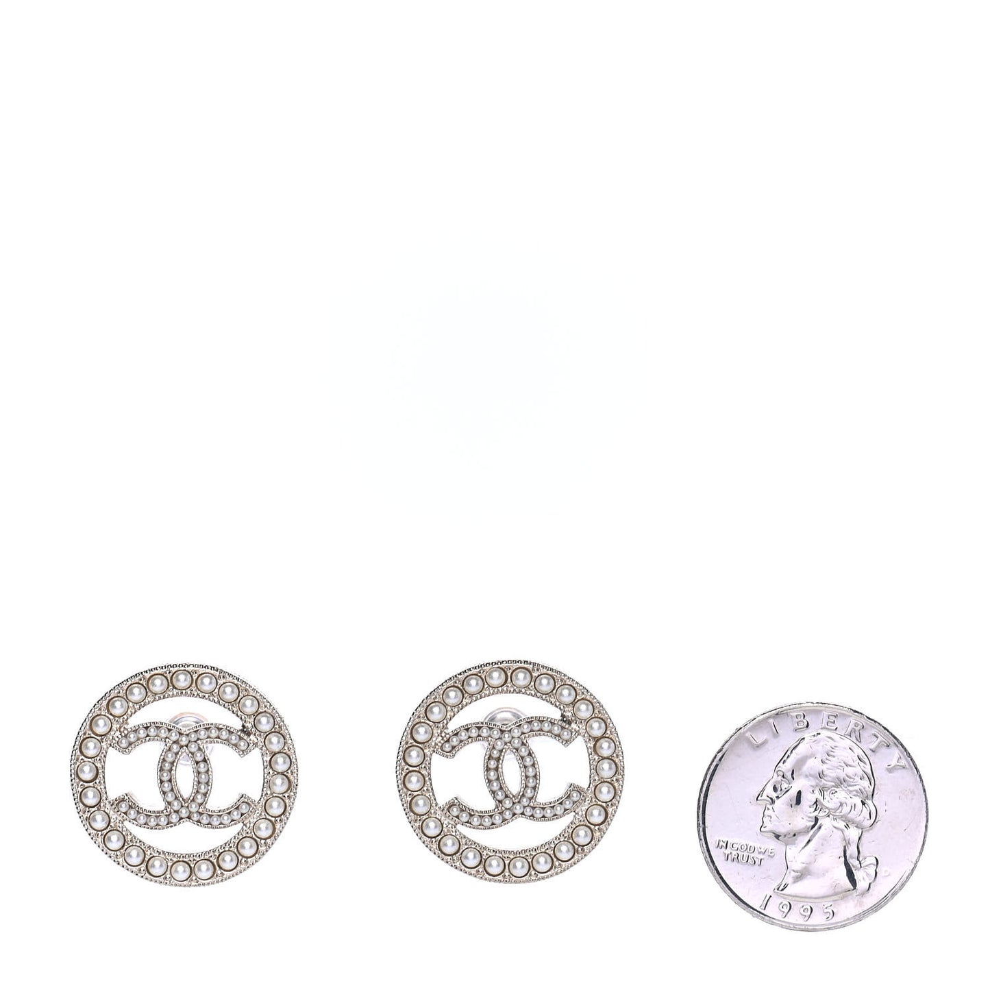 Pearl CC Round Earrings Gold