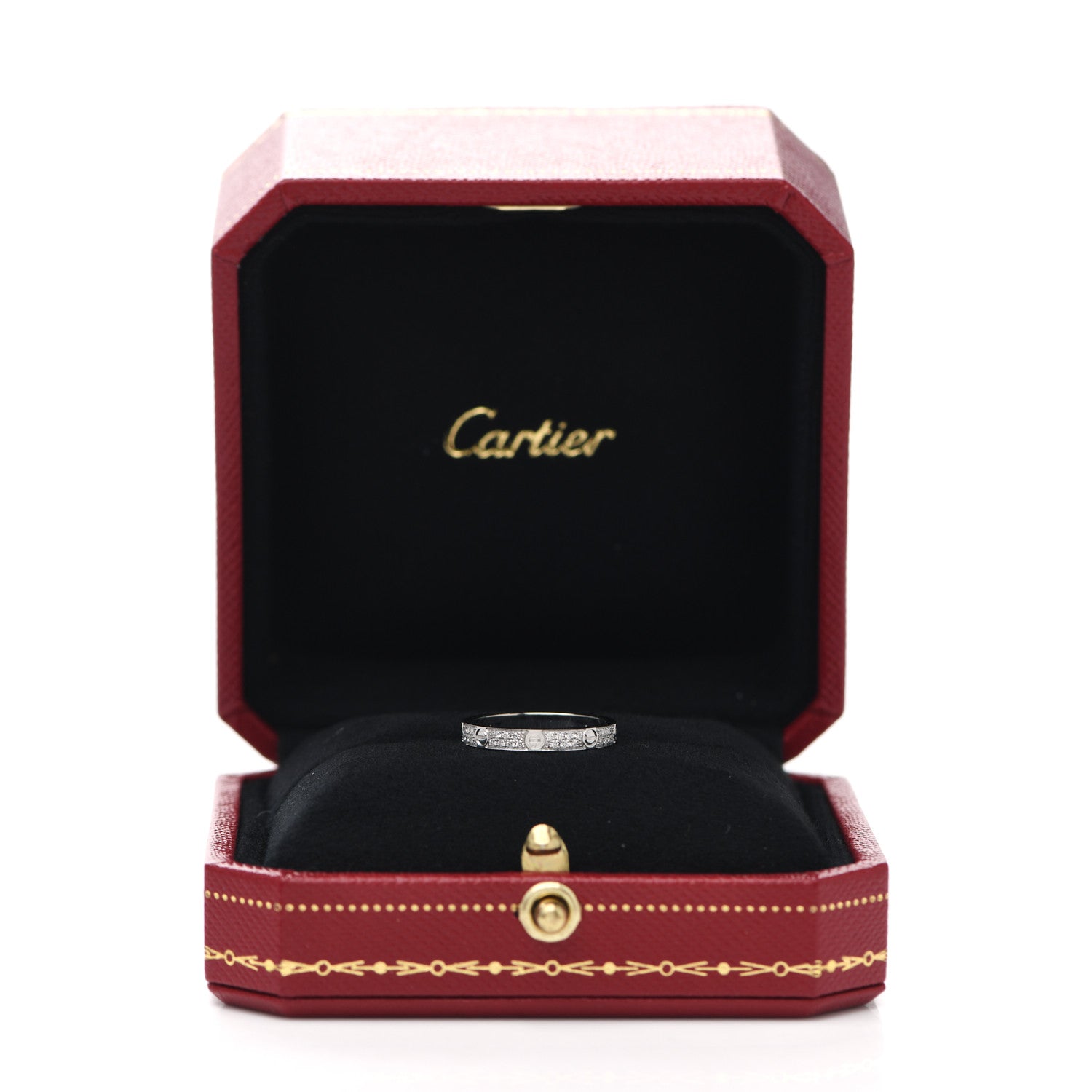 Cartier 18K White Gold Diamond 2.6mm LOVE Paved Band Ring 47 4 6 of 6