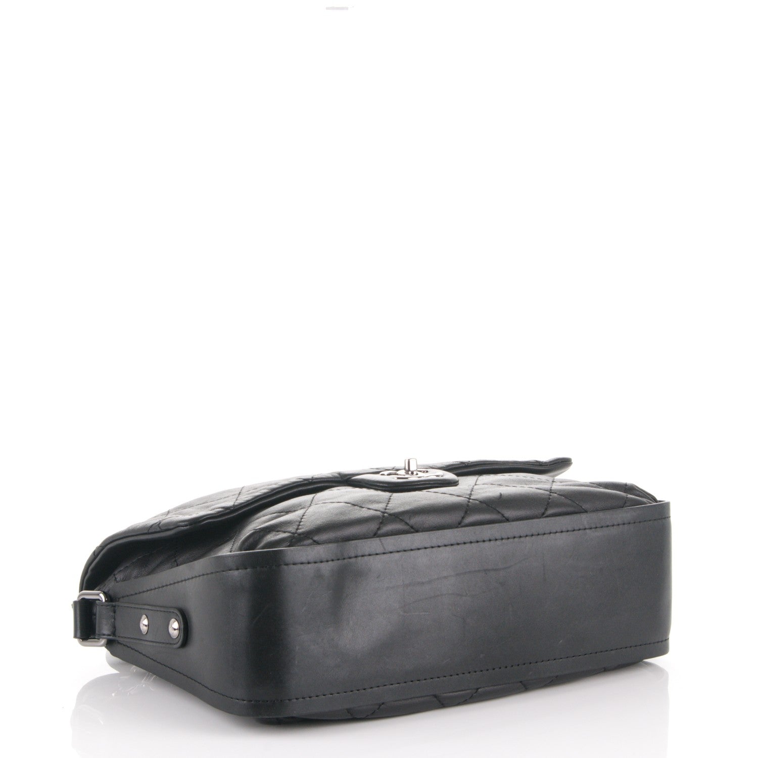Chanel Lambskin Stitched Messenger Bag Black 5 of 9