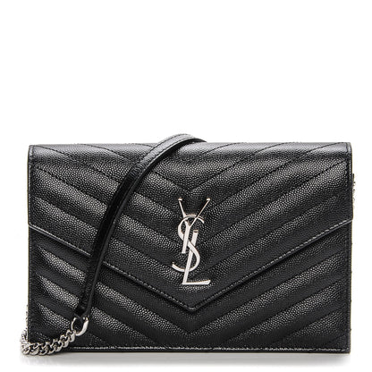 Saint Laurent Sheepskin Matelasse Chevron Monogram Large College Satchel Black 9 of 15