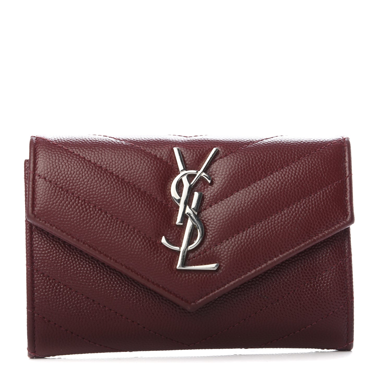 Grain De Poudre Matelasse Chevron Small Monogram Envelope Wallet Palissandre