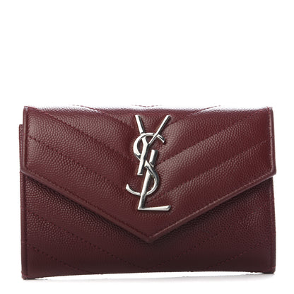 Saint Laurent Grain De Poudre Matelasse Chevron Small Monogram Envelope Wallet Palissandre 1 of 6
