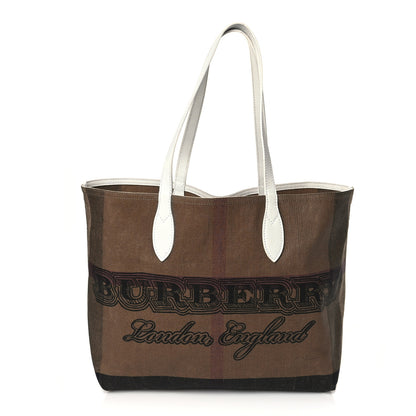 Burberry Coated Canvas Mega Check Medium Doodle Tote White 1 of 9