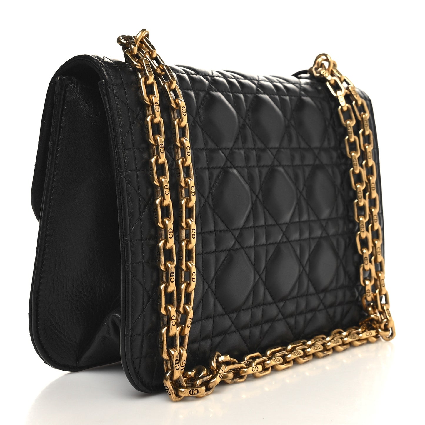 Lambskin Cannage Large Dioraddict Flap Bag Black