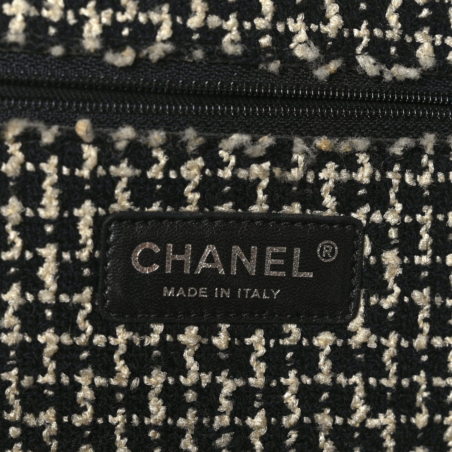 Glazed Calfskin Tweed Tweedy Shopping Tote White