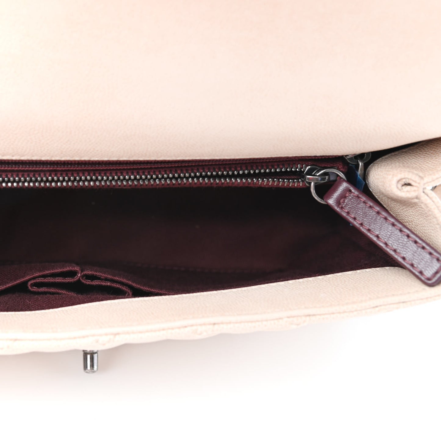 Caviar Quilted Small Coco Handle Flap Light Beige