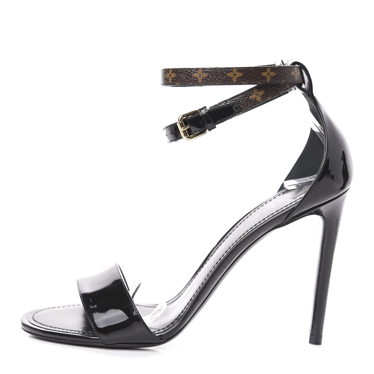 Louis Vuitton Patent Monogram Call Back Sandals 37.5 Black 1 of 9