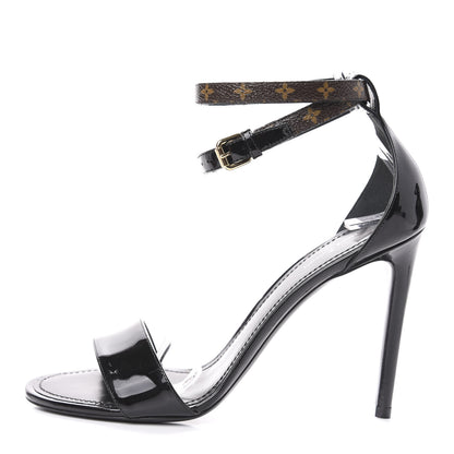 Louis Vuitton Patent Monogram Call Back Sandals 37.5 Black 1 of 9
