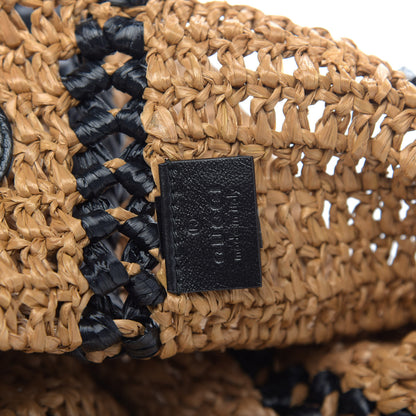 Gucci Raffia Effect Large GG Marmont Shoulder Tote Bag Natural Black 6 of 9