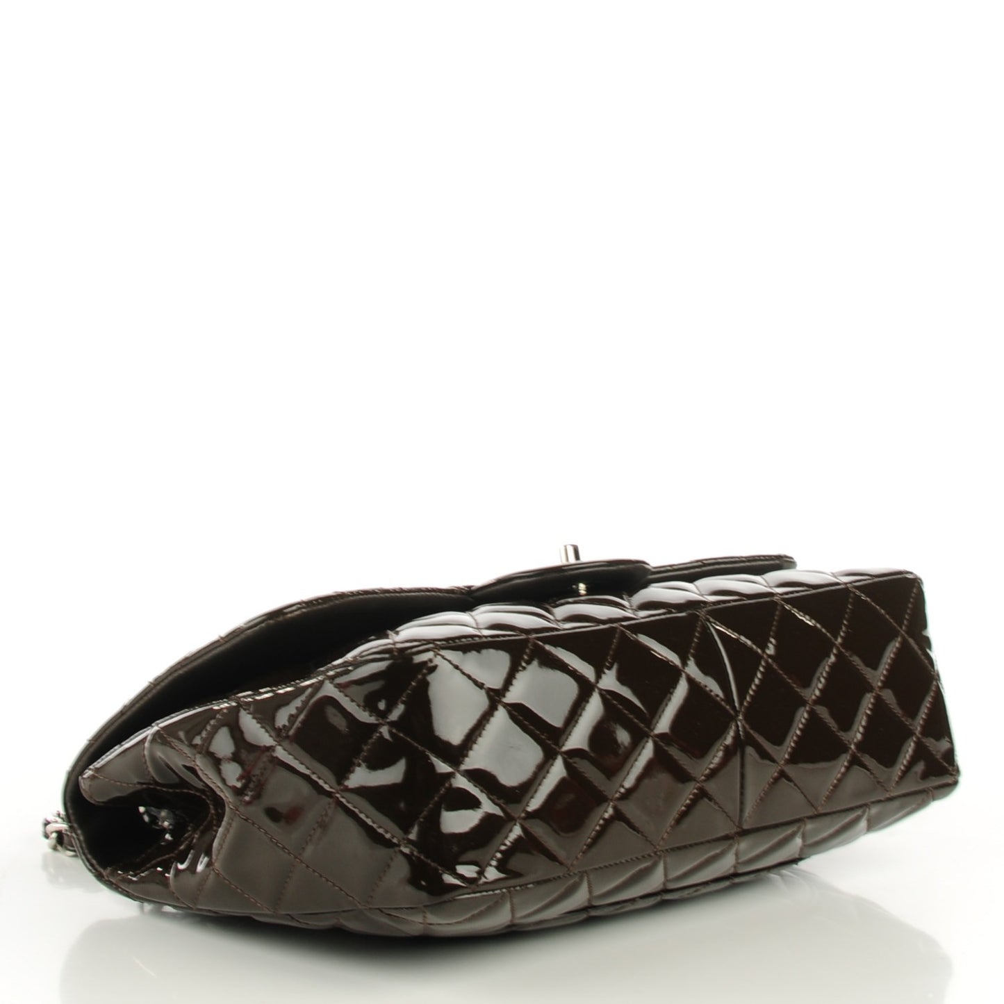 Patent Quilted Jumbo Single Flap Dark Brown