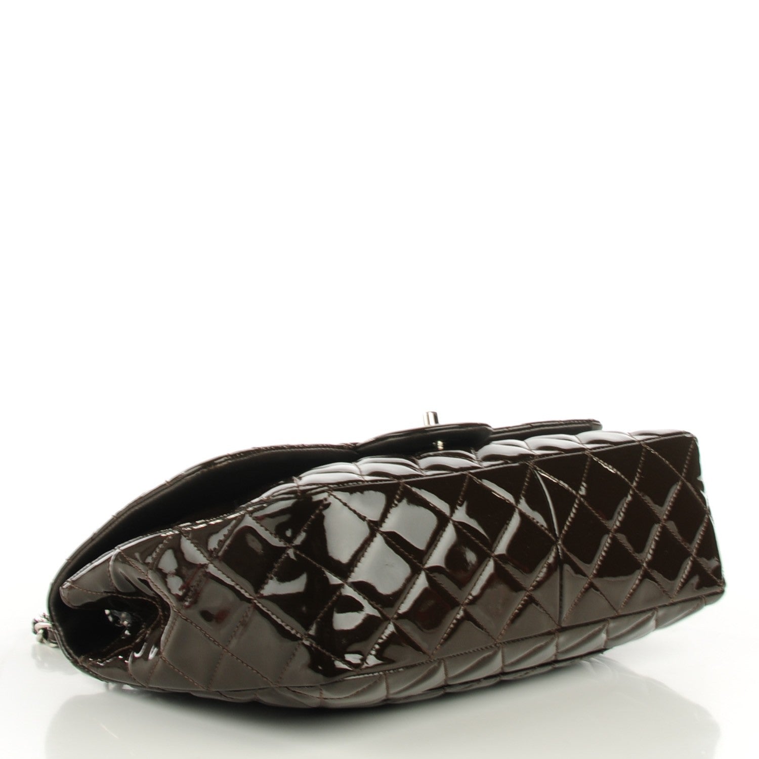 Chanel Patent Quilted Jumbo Single Flap Dark Brown 4 of 8