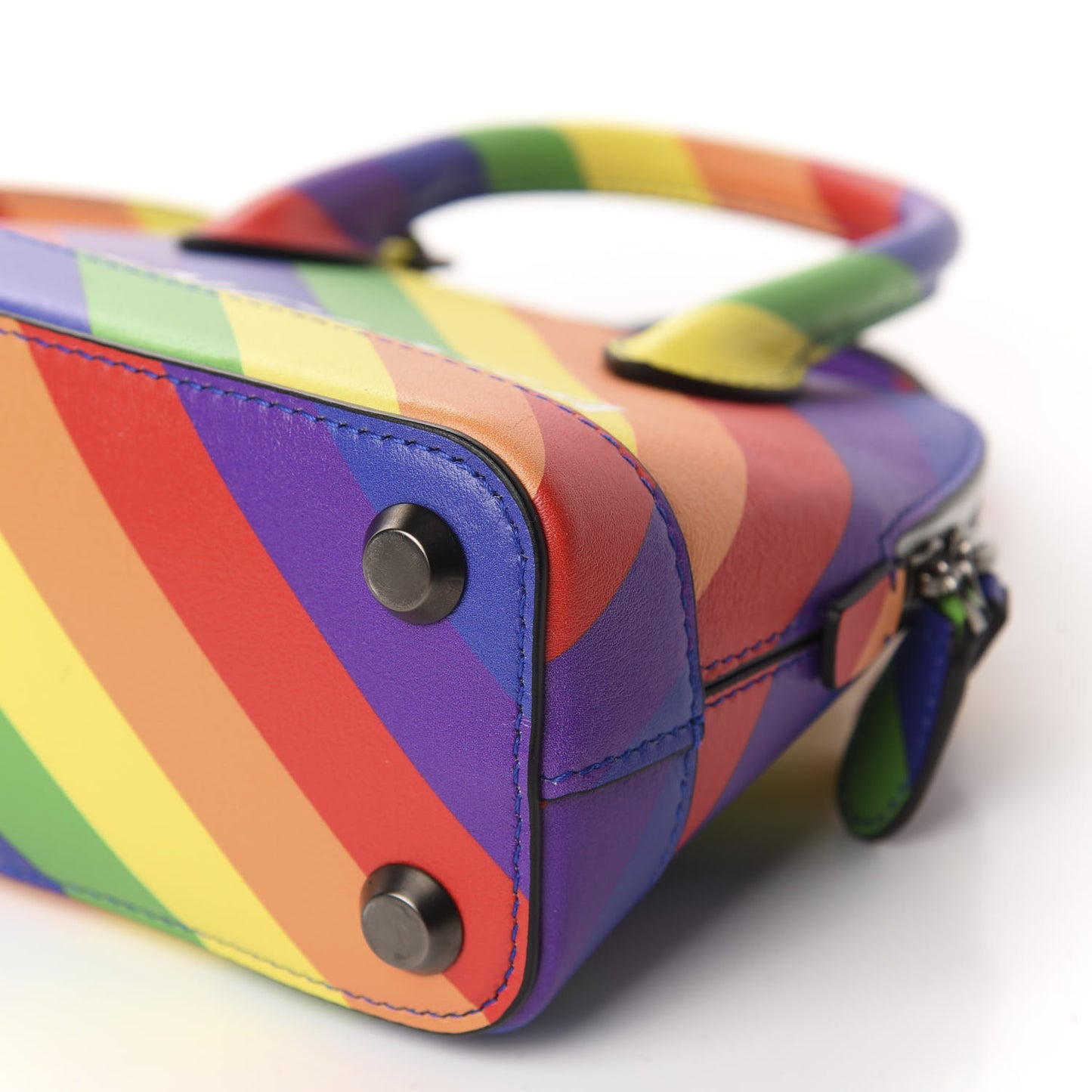 Smooth Calfskin Logo Rainbow XXS Ville Top Handle Bag Multicolor