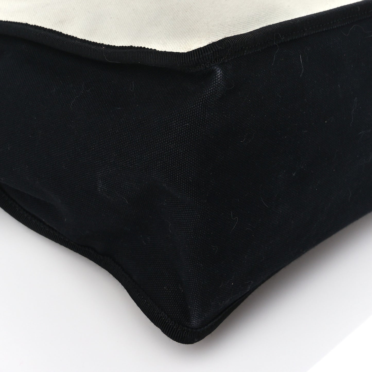 Canvas Calfskin Large Let's Demonstrate Tote White Black