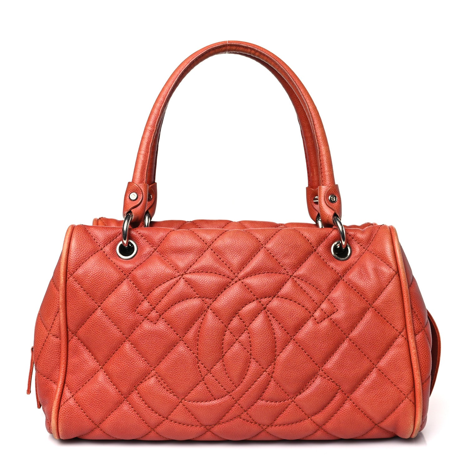 Chanel Caviar Quilted Timeless Bowler Orange 1 of 12