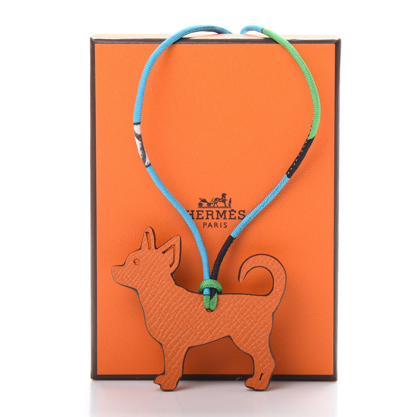 Togo Epsom Petit H Dog Bag Charm Etoupe Orange