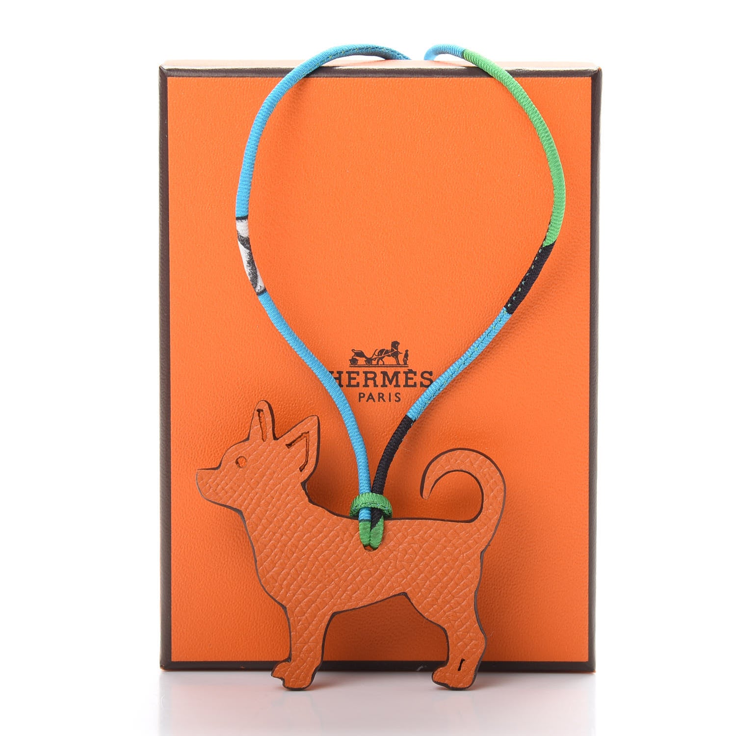 Hermes Togo Epsom Petit H Dog Bag Charm Etoupe Orange 4 of 4