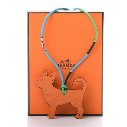 Hermes Togo Epsom Petit H Dog Bag Charm Etoupe Orange 4 of 4