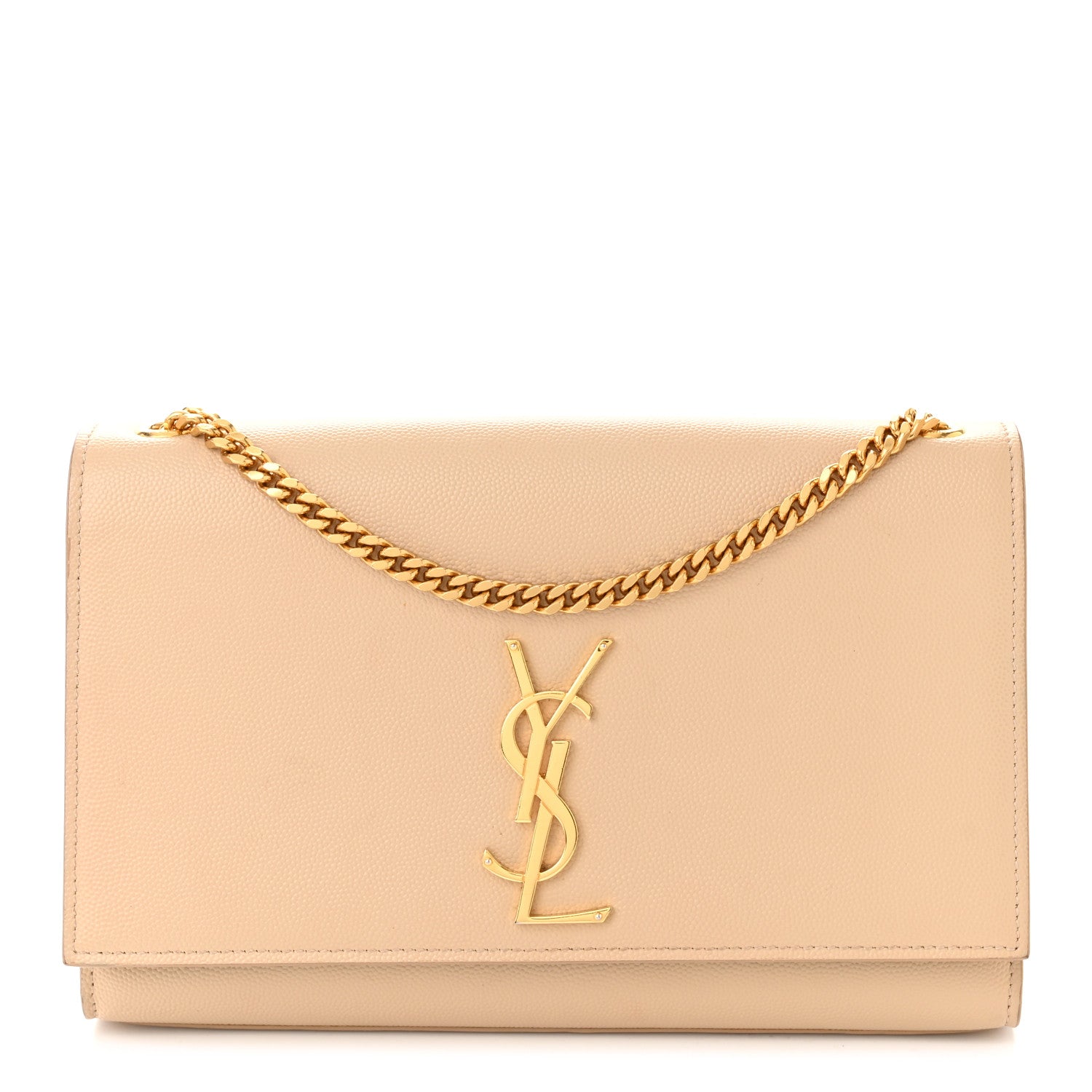 Saint Laurent Grain De Poudre Medium Monogram Kate Satchel Dark Beige 1 of 13