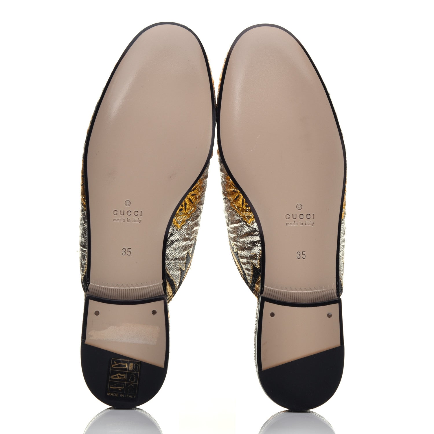Gucci Jacquard Floral Womens Princetown Slippers 35 Oro Black 6 of 8