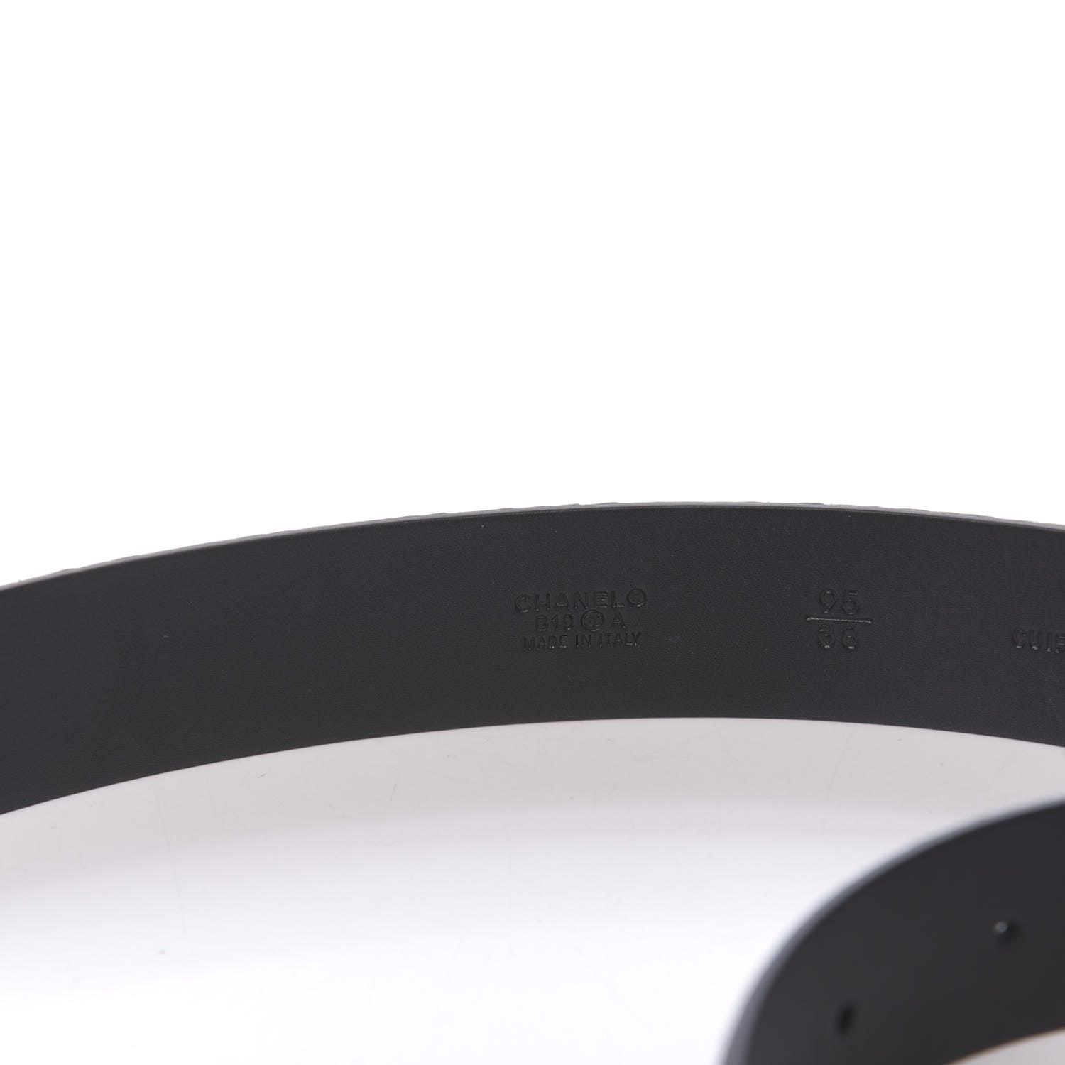 Chanel Lizard Embossed Calfskin Gripoix Poured Glass Along The Nile CC Belt 95 38 Black 3 of 7