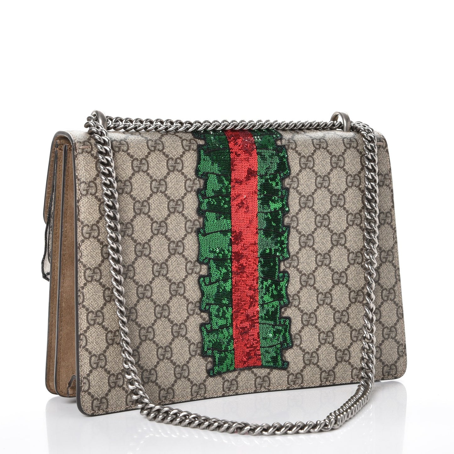 GG Supreme Monogram Lightning Embroidered Medium Dionysus Shoulder Bag Beige