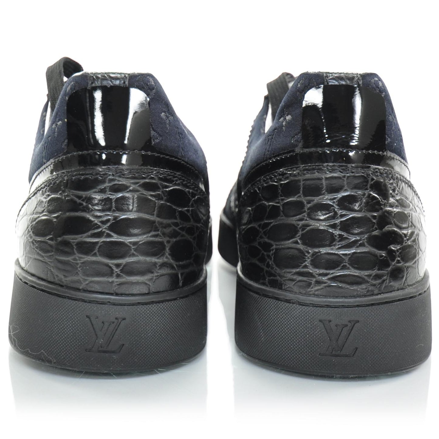Crocodile Satin Monogram Sneakers 11.5 Black