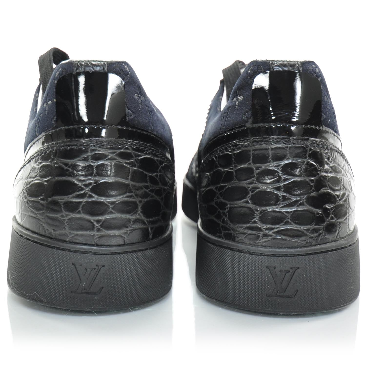 Louis Vuitton Crocodile Satin Monogram Sneakers 11.5 Black 3 of 12