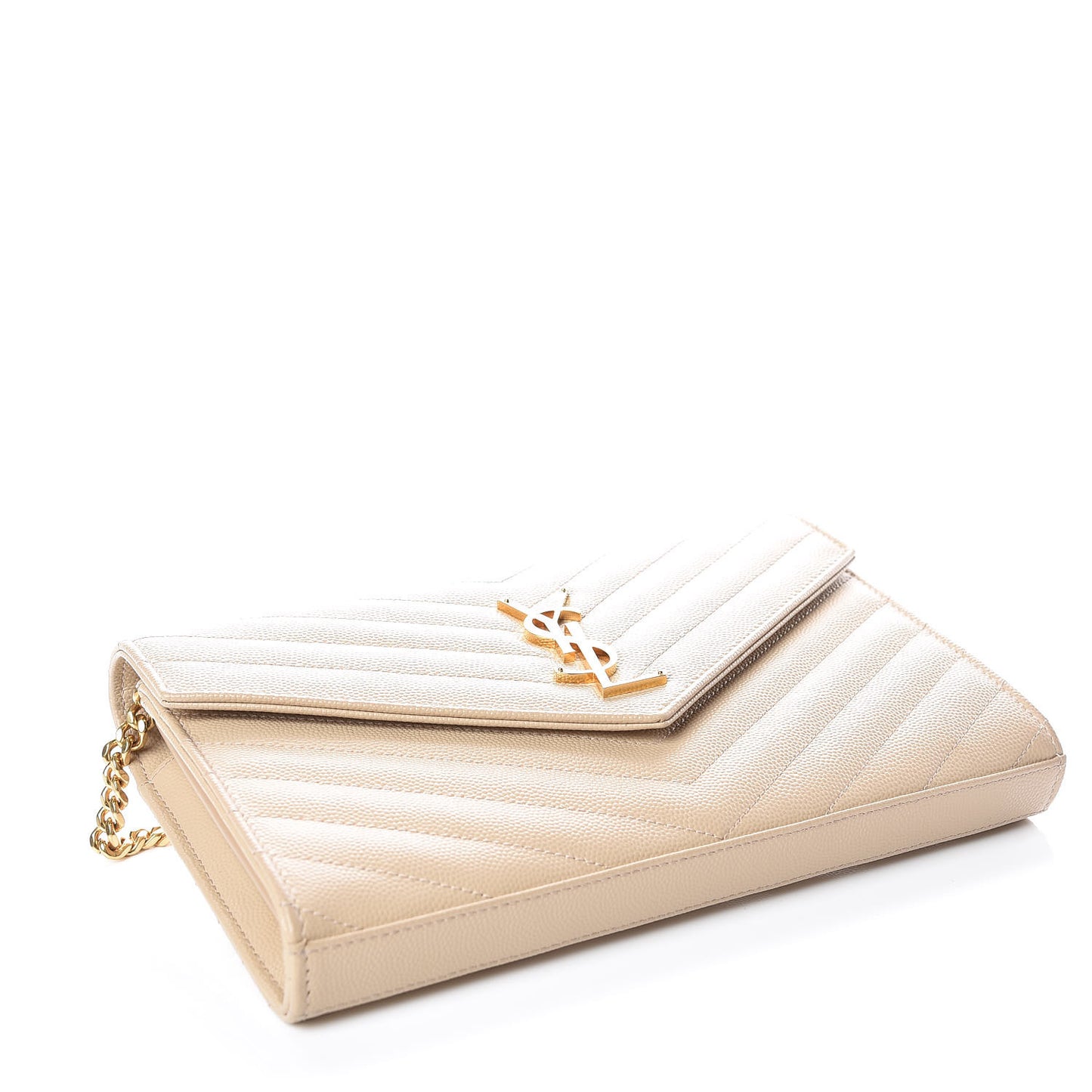 Grain De Poudre Matelasse Chevron Monogram Chain Wallet Nude Powder