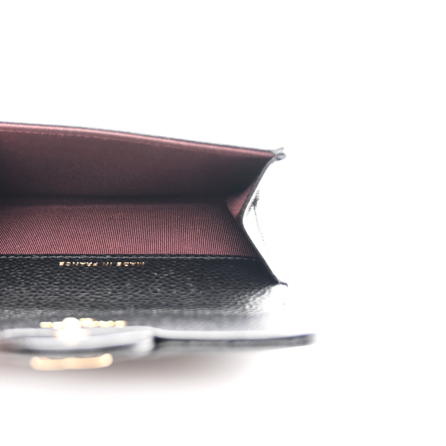 Caviar Quilted Flap Card Holder Wallet Black