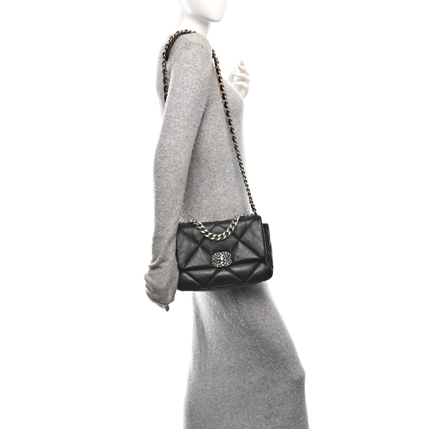 Lambskin Quilted Medium Chanel 19 Flap Black