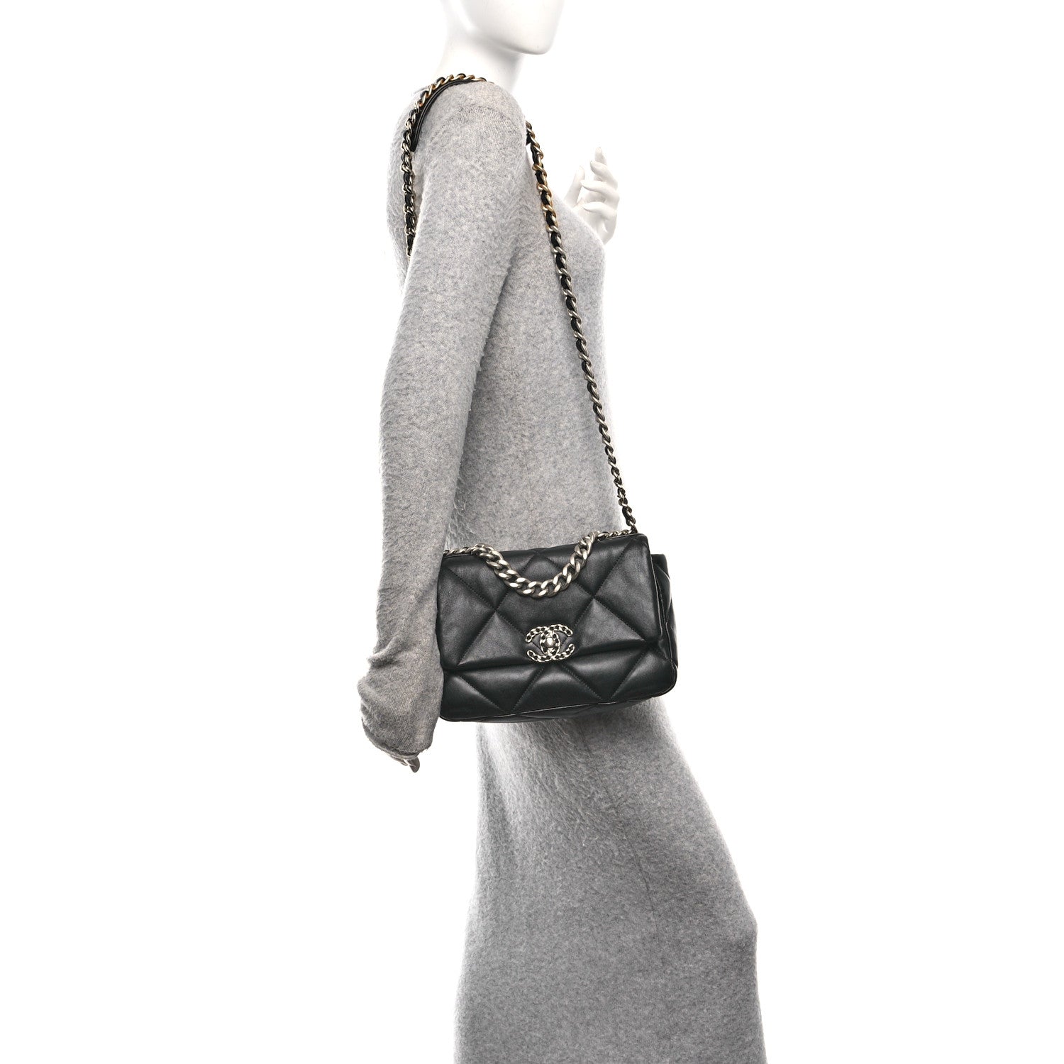 Chanel Lambskin Quilted Medium Chanel 19 Flap Black 2 of 10