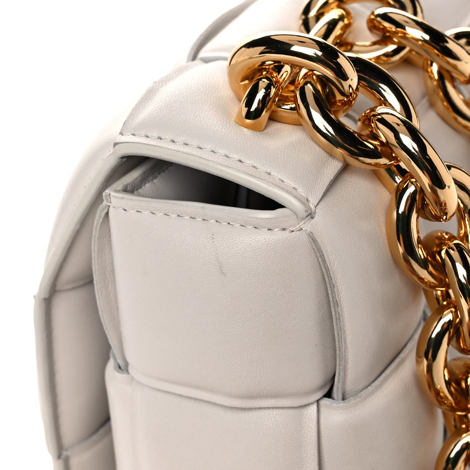 Bottega Veneta Lambskin Maxi Intreccio Padded Chain Cassette Crossbody Bag White 13 of 13