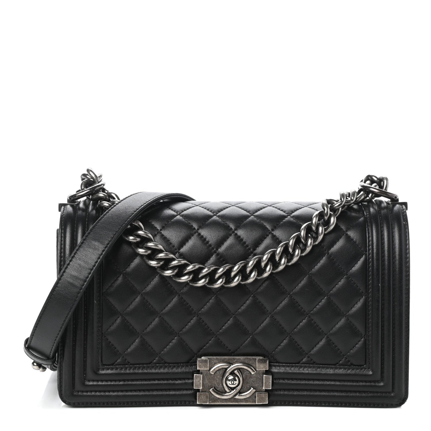 Chanel Lambskin Quilted Medium Boy Flap Black 2 of 11