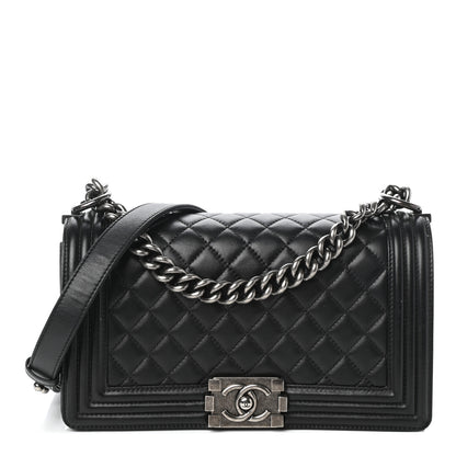 Chanel Lambskin Quilted Medium Boy Flap Black 2 of 11
