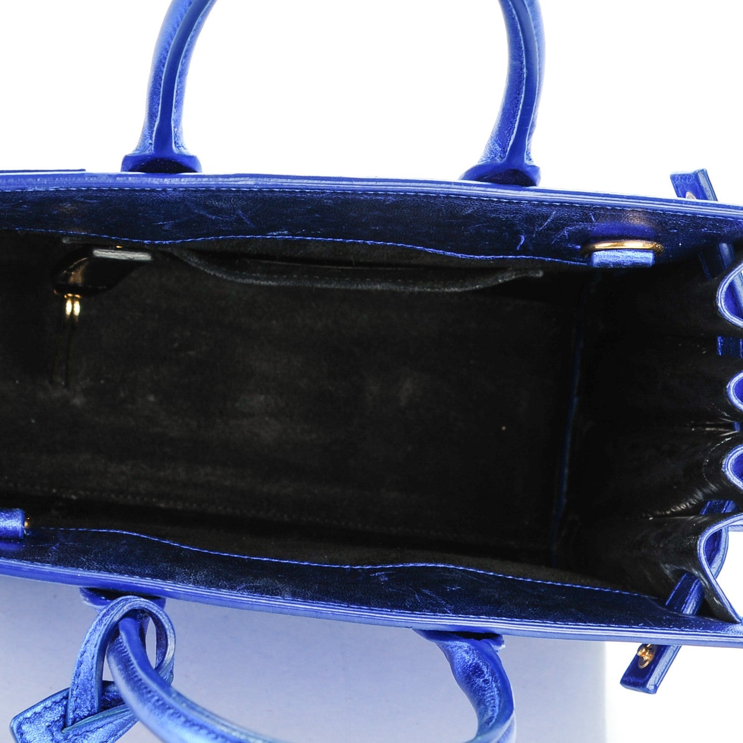 Saint Laurent Metallic Calfskin Nano Sac De Jour Royal Blue 5 of 9
