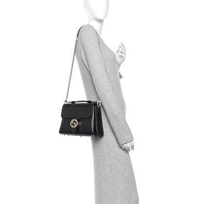 Gucci Dollar Calfskin Interlocking G Top Handle Shoulder Bag Black 2 of 10