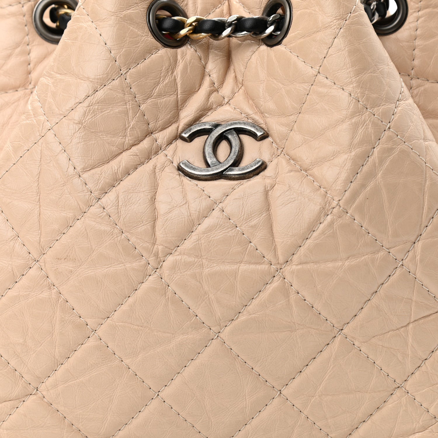 Chanel Aged Calfskin Quilted Small Gabrielle Backpack Beige Black 8 of 13