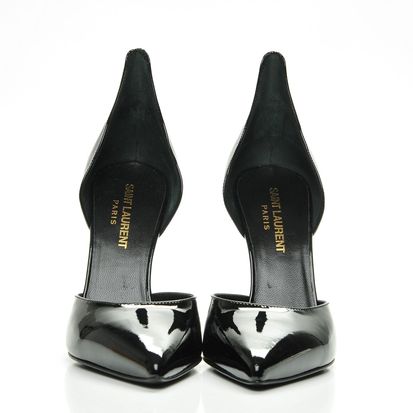 Patent Calfskin Paris 105 Escarpin Thorn D'orsay Pumps 35.5 Black