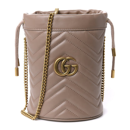 Gucci Calfskin Matelasse Mini GG Marmont 2.0 Bucket Bag Porcelain Rose 1 of 13