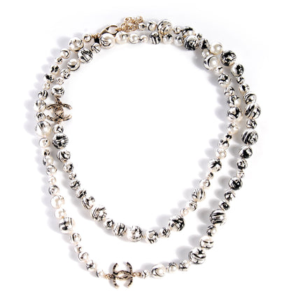Chanel Pearl CC Graffiti Long Necklace Black Gold 1 of 7